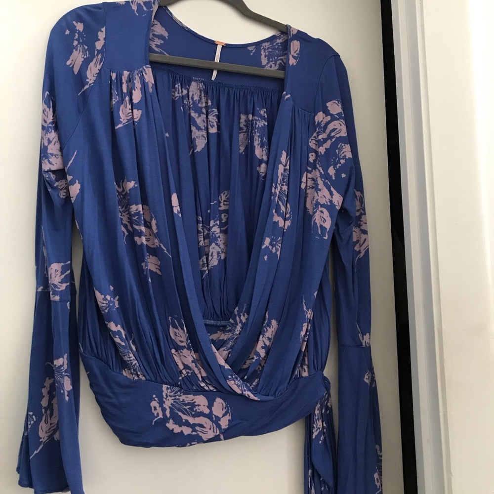 Free People Floral print Cross front top